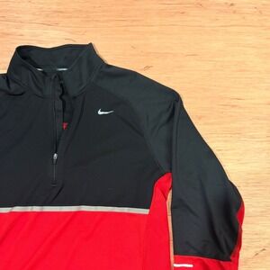 Nike Running Dri-FIT 1/2 Zip Pullover Mens XL Black Red Reflective Colorblock
